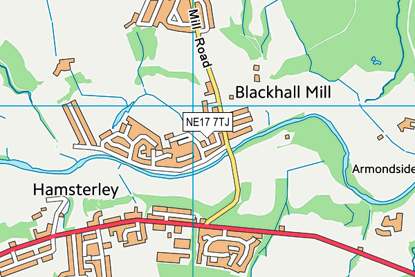 NE17 7TJ map - OS VectorMap District (Ordnance Survey)