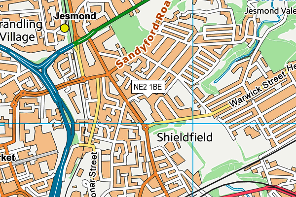 NE2 1BE map - OS VectorMap District (Ordnance Survey)