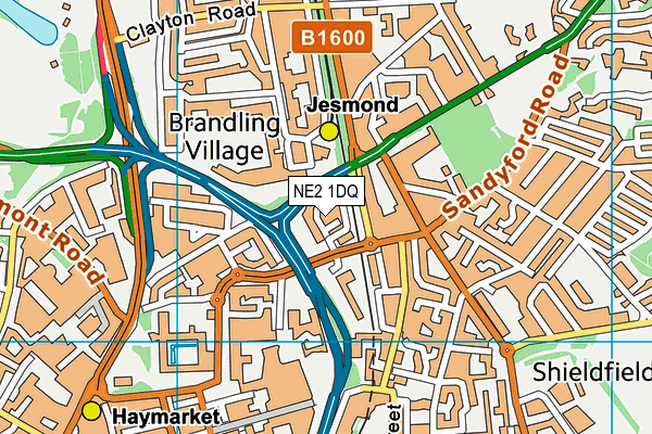 NE2 1DQ map - OS VectorMap District (Ordnance Survey) NE2 1DQ map - OS VectorMap District (Ordnance Survey)