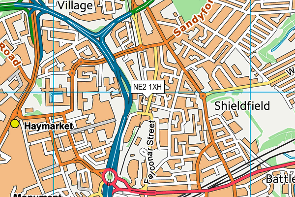 NE2 1XH map - OS VectorMap District (Ordnance Survey)