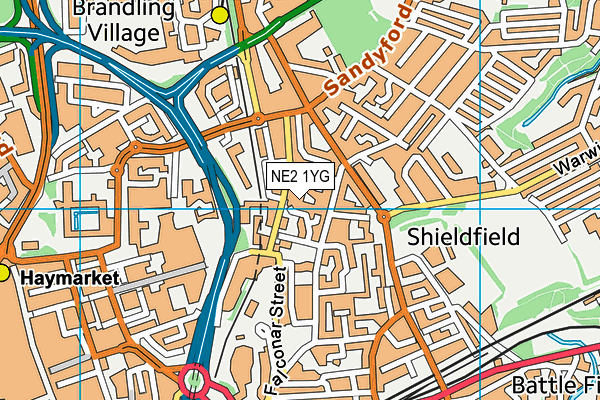 NE2 1YG map - OS VectorMap District (Ordnance Survey) NE2 1YG map - OS VectorMap District (Ordnance Survey)