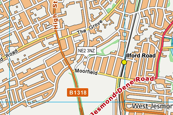 NE2 3NZ map - OS VectorMap District (Ordnance Survey)