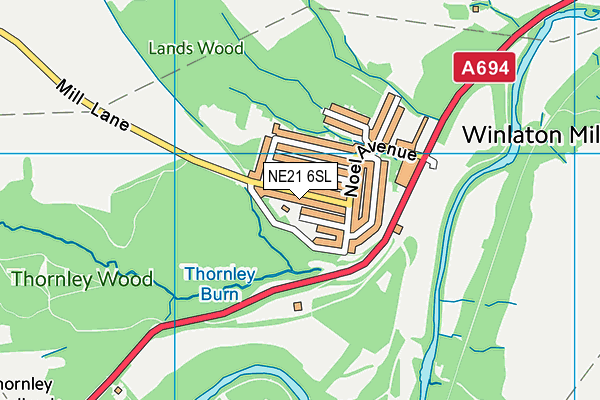 NE21 6SL map - OS VectorMap District (Ordnance Survey) NE21 6SL map - OS VectorMap District (Ordnance Survey)