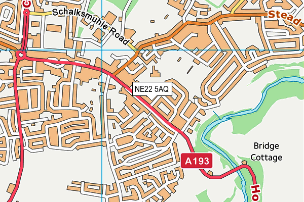 NE22 5AQ map - OS VectorMap District (Ordnance Survey)