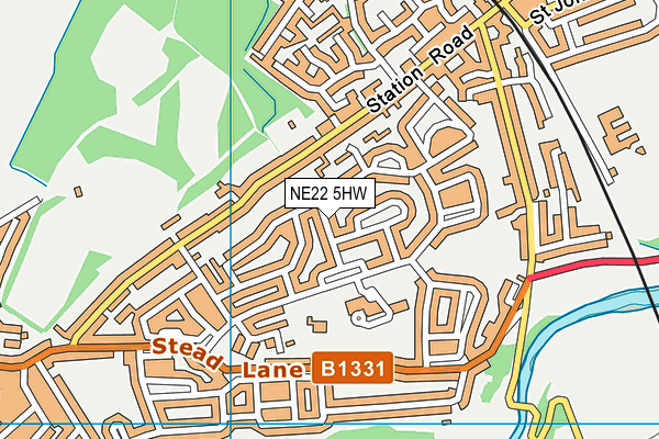 NE22 5HW map - OS VectorMap District (Ordnance Survey) NE22 5HW map - OS VectorMap District (Ordnance Survey)