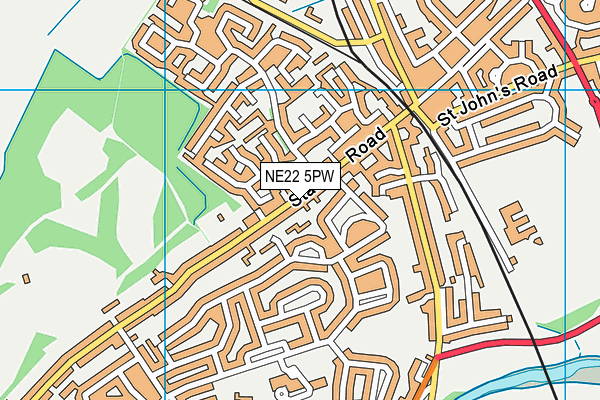 NE22 5PW map - OS VectorMap District (Ordnance Survey) NE22 5PW map - OS VectorMap District (Ordnance Survey)