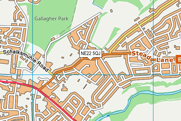 NE22 5QJ map - OS VectorMap District (Ordnance Survey)