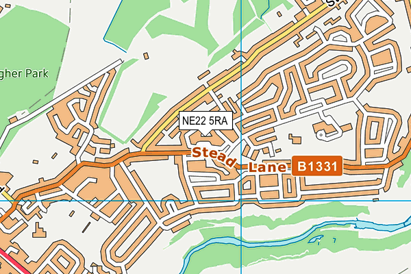 NE22 5RA map - OS VectorMap District (Ordnance Survey) NE22 5RA map - OS VectorMap District (Ordnance Survey)
