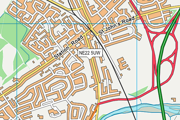 NE22 5UW map - OS VectorMap District (Ordnance Survey) NE22 5UW map - OS VectorMap District (Ordnance Survey)