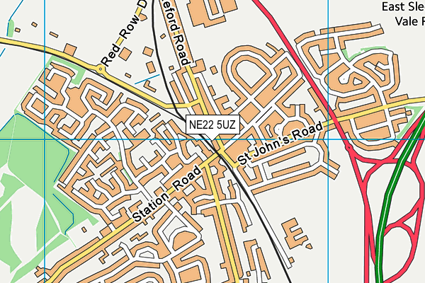 NE22 5UZ map - OS VectorMap District (Ordnance Survey)