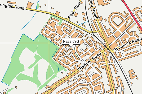 NE22 5YG map - OS VectorMap District (Ordnance Survey) NE22 5YG map - OS VectorMap District (Ordnance Survey)
