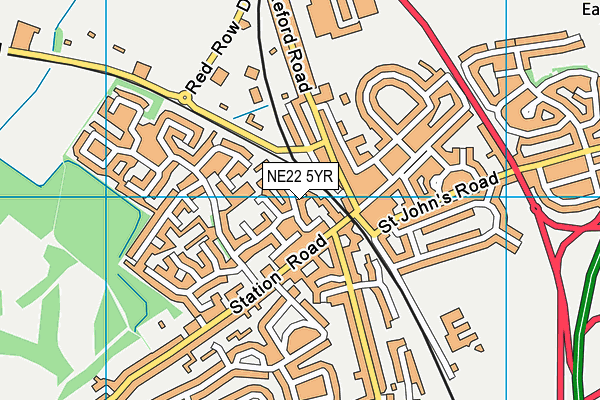 NE22 5YR map - OS VectorMap District (Ordnance Survey) NE22 5YR map - OS VectorMap District (Ordnance Survey)