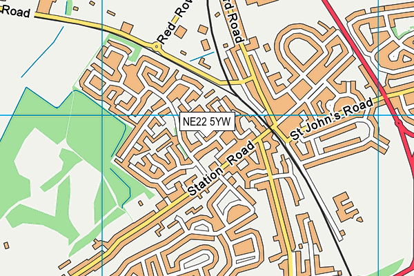 NE22 5YW map - OS VectorMap District (Ordnance Survey) NE22 5YW map - OS VectorMap District (Ordnance Survey)