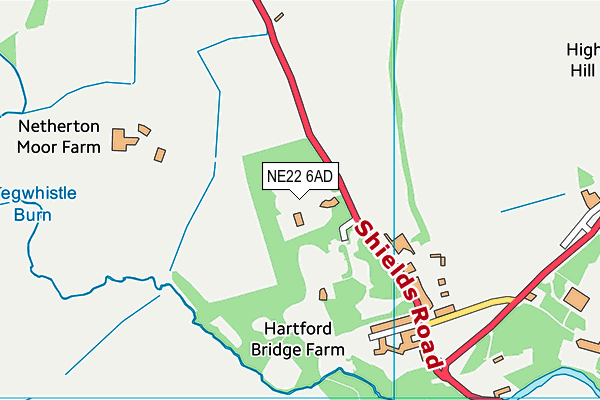 NE22 6AD map - OS VectorMap District (Ordnance Survey)