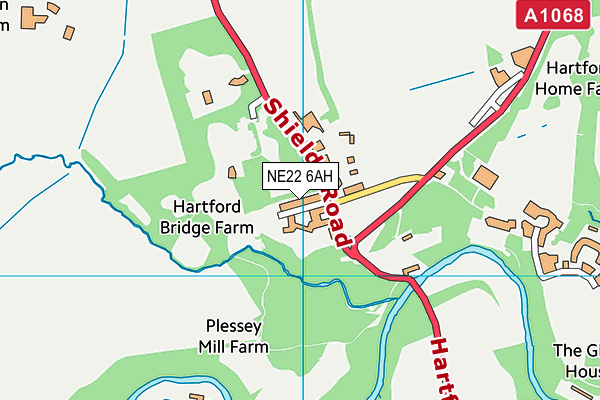 NE22 6AH map - OS VectorMap District (Ordnance Survey) NE22 6AH map - OS VectorMap District (Ordnance Survey)