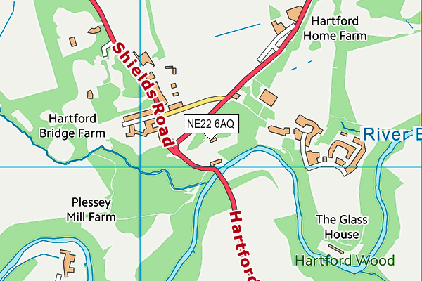 NE22 6AQ map - OS VectorMap District (Ordnance Survey) NE22 6AQ map - OS VectorMap District (Ordnance Survey)