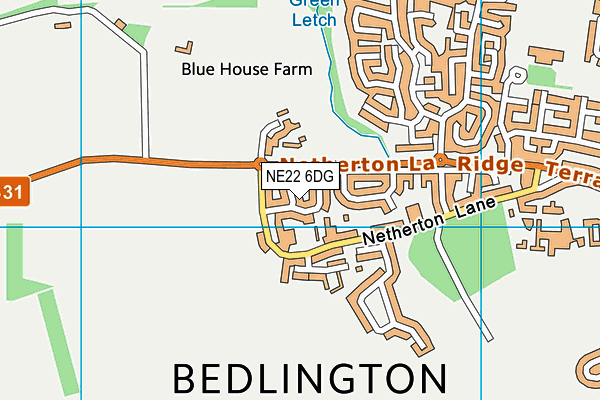 NE22 6DG map - OS VectorMap District (Ordnance Survey)