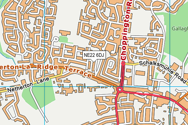 NE22 6DJ map - OS VectorMap District (Ordnance Survey) NE22 6DJ map - OS VectorMap District (Ordnance Survey)