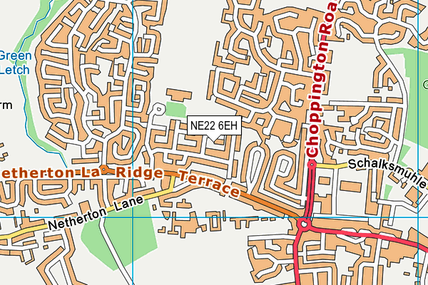 NE22 6EH map - OS VectorMap District (Ordnance Survey) NE22 6EH map - OS VectorMap District (Ordnance Survey)