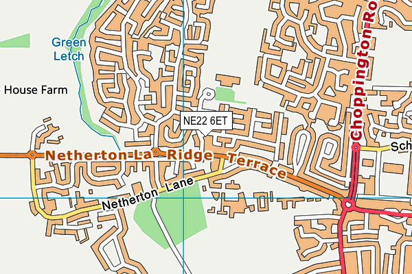 NE22 6ET map - OS VectorMap District (Ordnance Survey) NE22 6ET map - OS VectorMap District (Ordnance Survey)