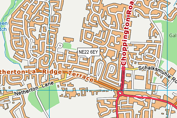 NE22 6EY map - OS VectorMap District (Ordnance Survey) NE22 6EY map - OS VectorMap District (Ordnance Survey)