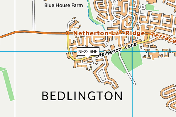 NE22 6HE map - OS VectorMap District (Ordnance Survey) NE22 6HE map - OS VectorMap District (Ordnance Survey)