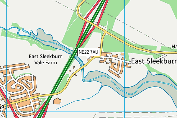 NE22 7AU map - OS VectorMap District (Ordnance Survey) NE22 7AU map - OS VectorMap District (Ordnance Survey)