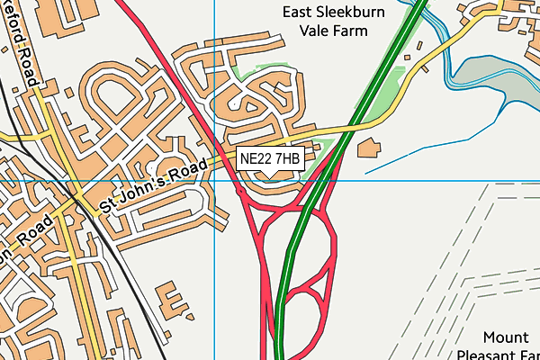 NE22 7HB map - OS VectorMap District (Ordnance Survey) NE22 7HB map - OS VectorMap District (Ordnance Survey)