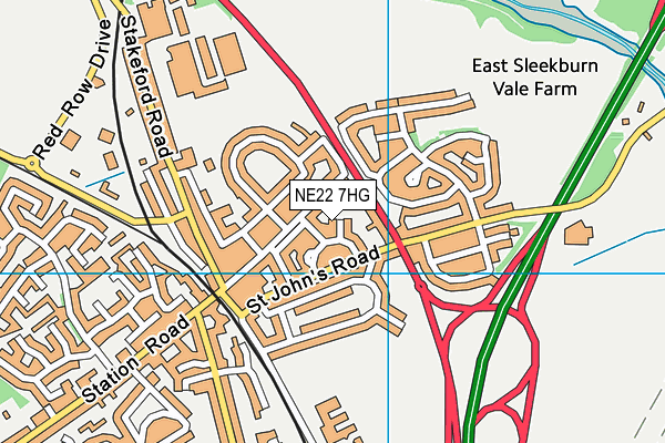 NE22 7HG map - OS VectorMap District (Ordnance Survey) NE22 7HG map - OS VectorMap District (Ordnance Survey)