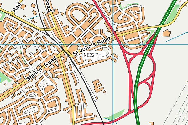 NE22 7HL map - OS VectorMap District (Ordnance Survey) NE22 7HL map - OS VectorMap District (Ordnance Survey)