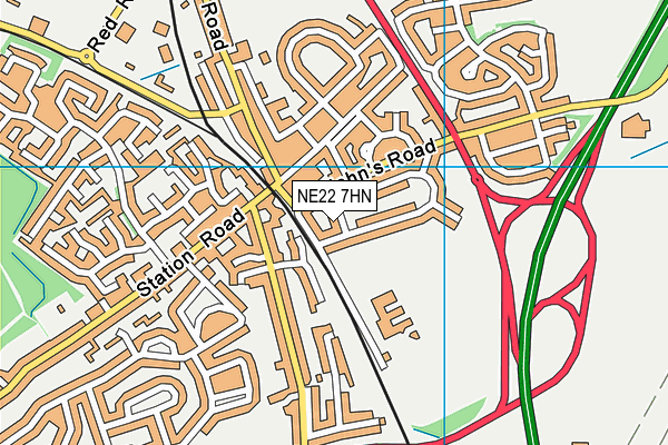 NE22 7HN map - OS VectorMap District (Ordnance Survey) NE22 7HN map - OS VectorMap District (Ordnance Survey)