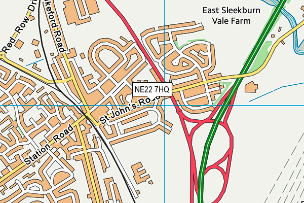 NE22 7HQ map - OS VectorMap District (Ordnance Survey) NE22 7HQ map - OS VectorMap District (Ordnance Survey)
