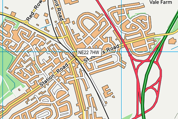 NE22 7HW map - OS VectorMap District (Ordnance Survey) NE22 7HW map - OS VectorMap District (Ordnance Survey)
