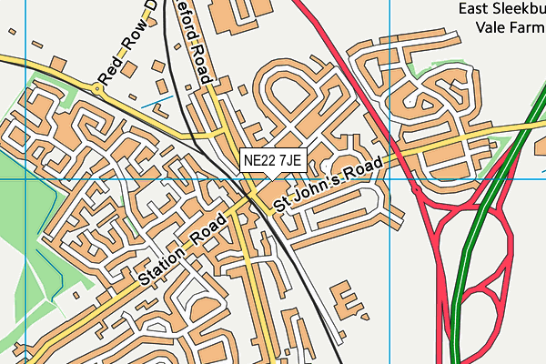 NE22 7JE map - OS VectorMap District (Ordnance Survey) NE22 7JE map - OS VectorMap District (Ordnance Survey)