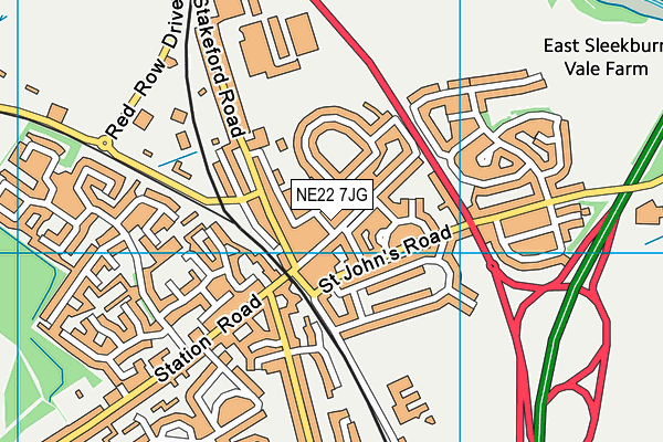 NE22 7JG map - OS VectorMap District (Ordnance Survey) NE22 7JG map - OS VectorMap District (Ordnance Survey)