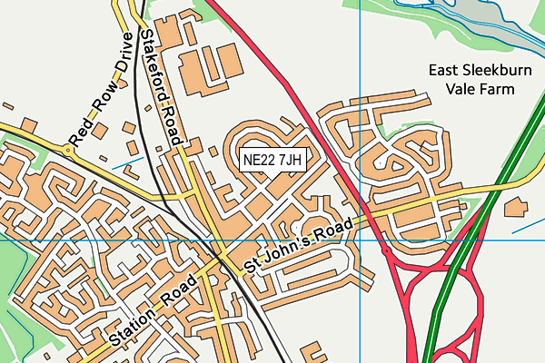 NE22 7JH map - OS VectorMap District (Ordnance Survey) NE22 7JH map - OS VectorMap District (Ordnance Survey)