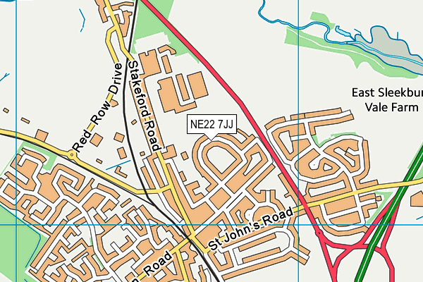 NE22 7JJ map - OS VectorMap District (Ordnance Survey) NE22 7JJ map - OS VectorMap District (Ordnance Survey)