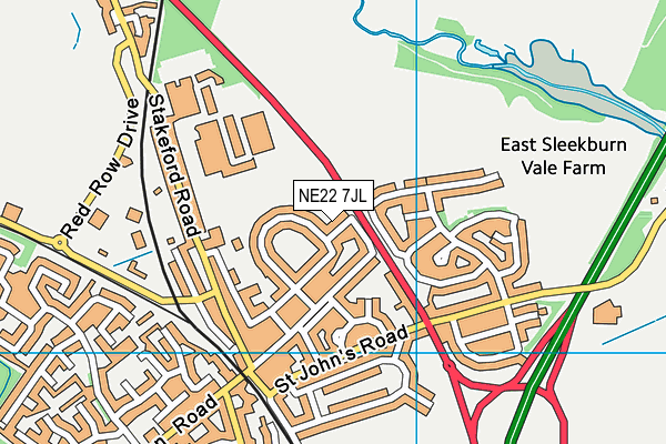 NE22 7JL map - OS VectorMap District (Ordnance Survey) NE22 7JL map - OS VectorMap District (Ordnance Survey)