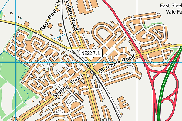 NE22 7JN map - OS VectorMap District (Ordnance Survey) NE22 7JN map - OS VectorMap District (Ordnance Survey)
