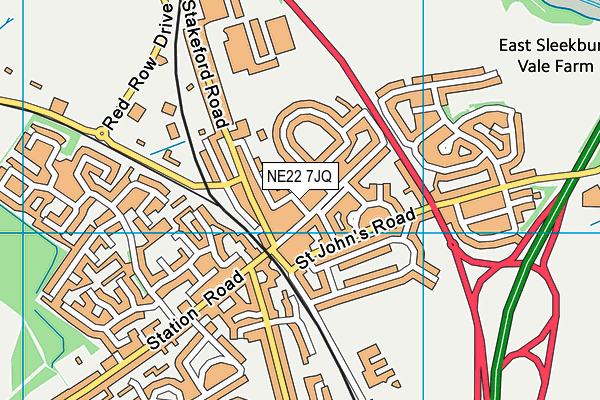 NE22 7JQ map - OS VectorMap District (Ordnance Survey) NE22 7JQ map - OS VectorMap District (Ordnance Survey)