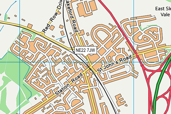 NE22 7JW map - OS VectorMap District (Ordnance Survey) NE22 7JW map - OS VectorMap District (Ordnance Survey)