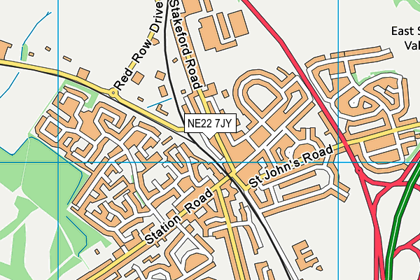 NE22 7JY map - OS VectorMap District (Ordnance Survey) NE22 7JY map - OS VectorMap District (Ordnance Survey)
