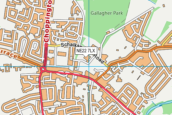 NE22 7LX map - OS VectorMap District (Ordnance Survey)