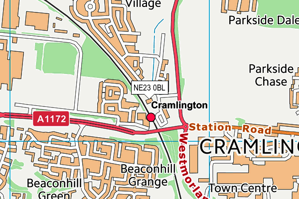 NE23 0BL map - OS VectorMap District (Ordnance Survey) NE23 0BL map - OS VectorMap District (Ordnance Survey)
