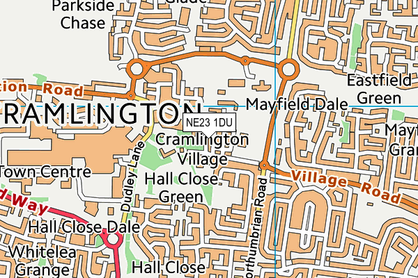 NE23 1DU map - OS VectorMap District (Ordnance Survey)