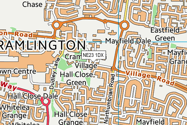 NE23 1DX map - OS VectorMap District (Ordnance Survey) NE23 1DX map - OS VectorMap District (Ordnance Survey)