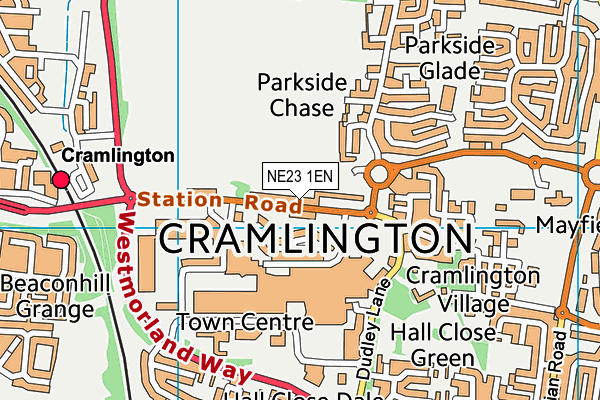 NE23 1EN map - OS VectorMap District (Ordnance Survey) NE23 1EN map - OS VectorMap District (Ordnance Survey)