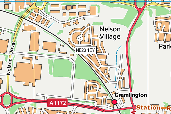 NE23 1EY map - OS VectorMap District (Ordnance Survey)