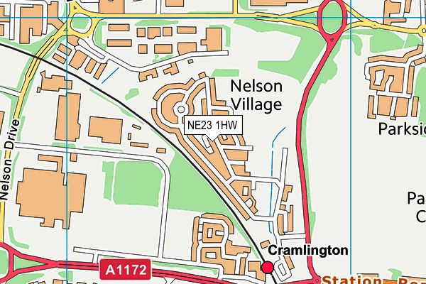 NE23 1HW map - OS VectorMap District (Ordnance Survey) NE23 1HW map - OS VectorMap District (Ordnance Survey)