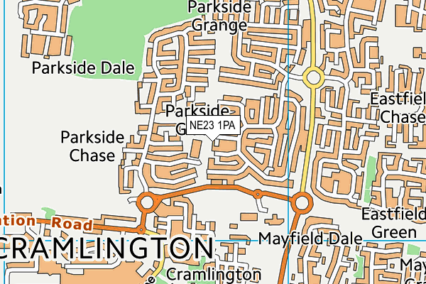 NE23 1PA map - OS VectorMap District (Ordnance Survey) NE23 1PA map - OS VectorMap District (Ordnance Survey)